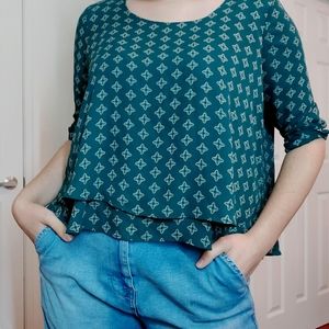 Metaphor green mid sleeve blouse